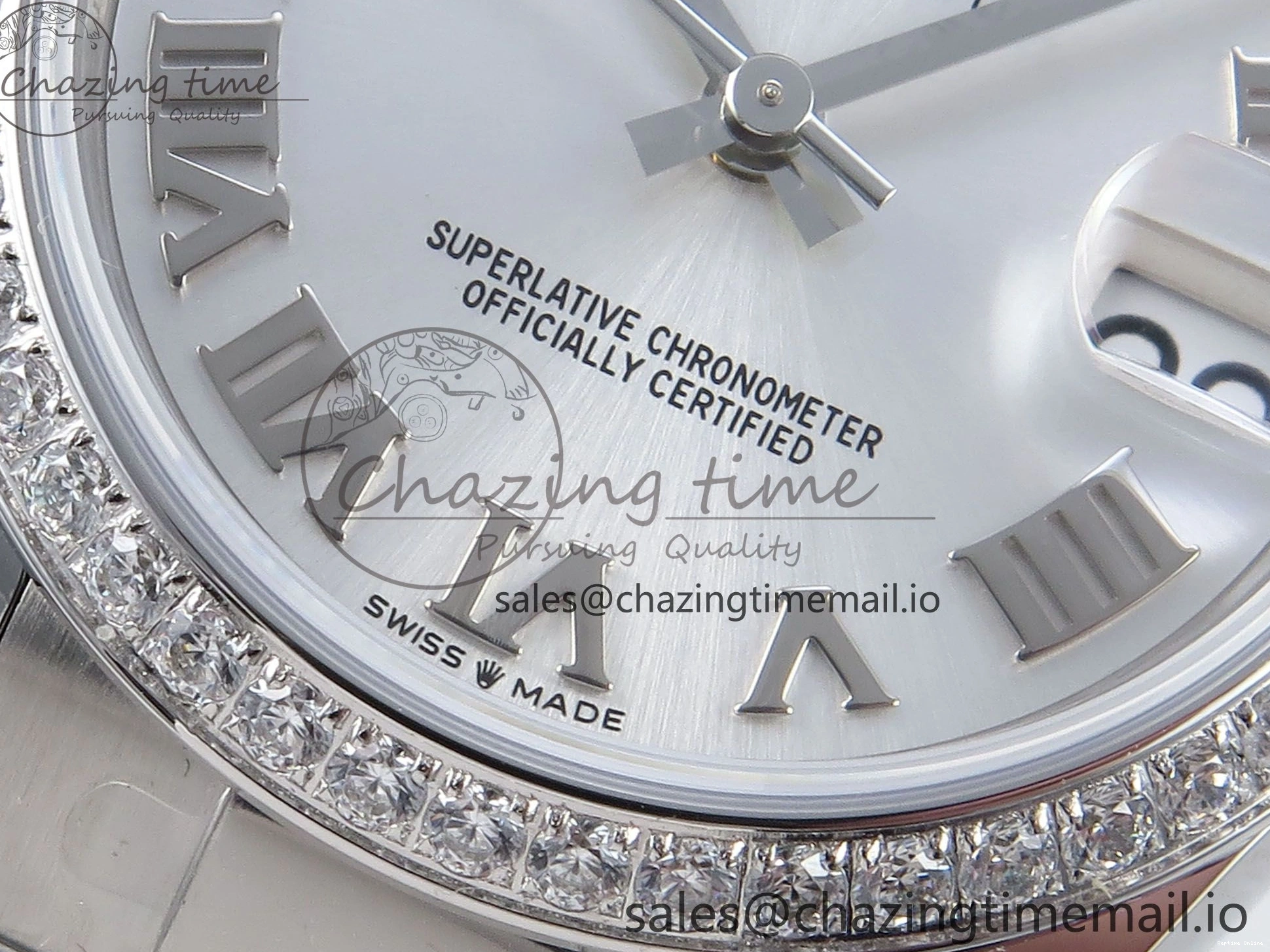 0511 Contemporary DateJust 31 278384RBR ARF 1:1 Best Edition 904L Steel Silver Roman Dial Diamonds Bezel on SS Oyster Bracelet ETA 423